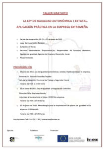 Taller Formativo: La Ley de Igualdad Autonómica y Estatal. Aplicación práctica en la empresa extremeña