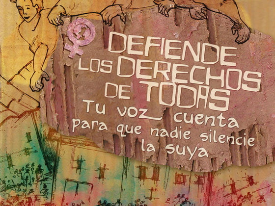 Creación mural humano contra la violencia hacia las mujeres