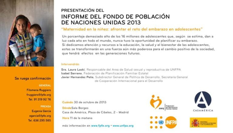 Presentación del Informe de UNFPA sobre Maternidad en la Niñez