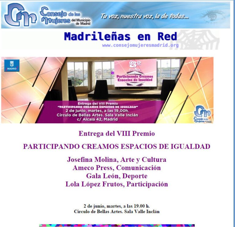 Entrega VIII Premio Participando creamos igualdad