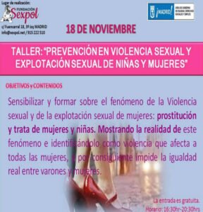Taller Prevención en violencia sexual y explotación sexual en niñas y mujeres