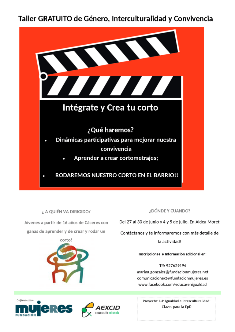 Intégrate y crea tu corto: Género, Interculturalidad y creación de cortometrajes