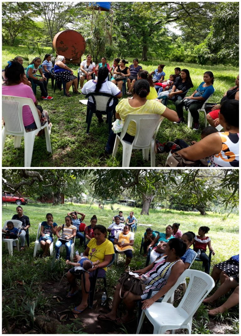 Estudiantes de la Escuela Comunitaria en Igualdad de Género y Empoderamiento Económico imparten formación a sus compañeras de las comunidades, en El Viejo (Nicaragua)