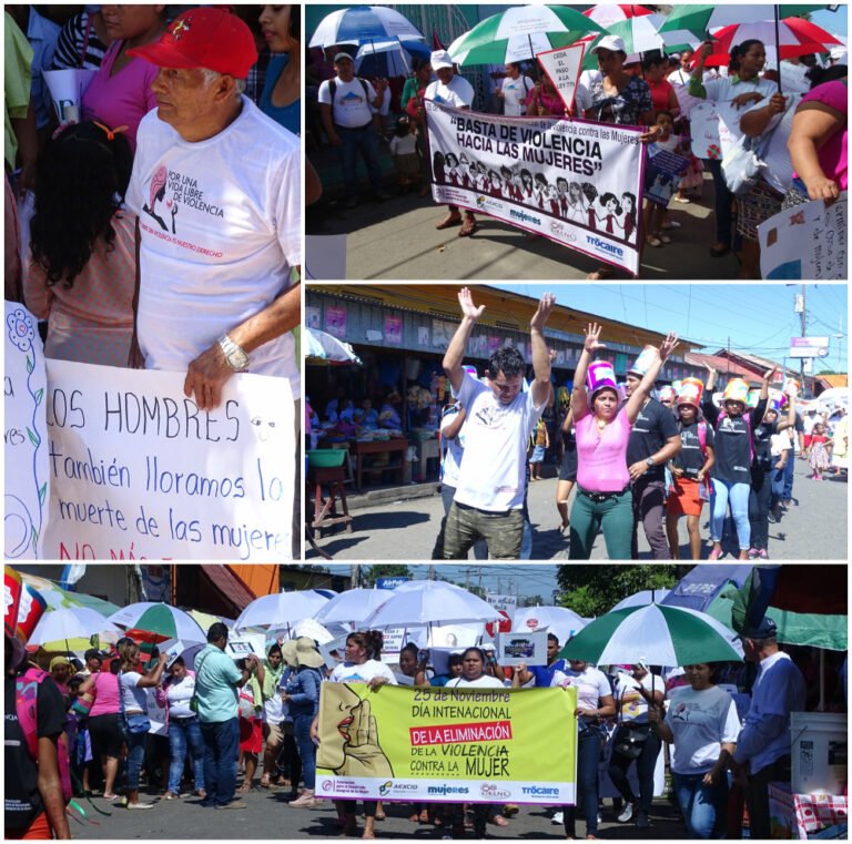 Mujeres y hombres de las comunidades rurales de El Viejo marchan contra la violencia de género y a favor de la construcción de una sociedad más igualitaria