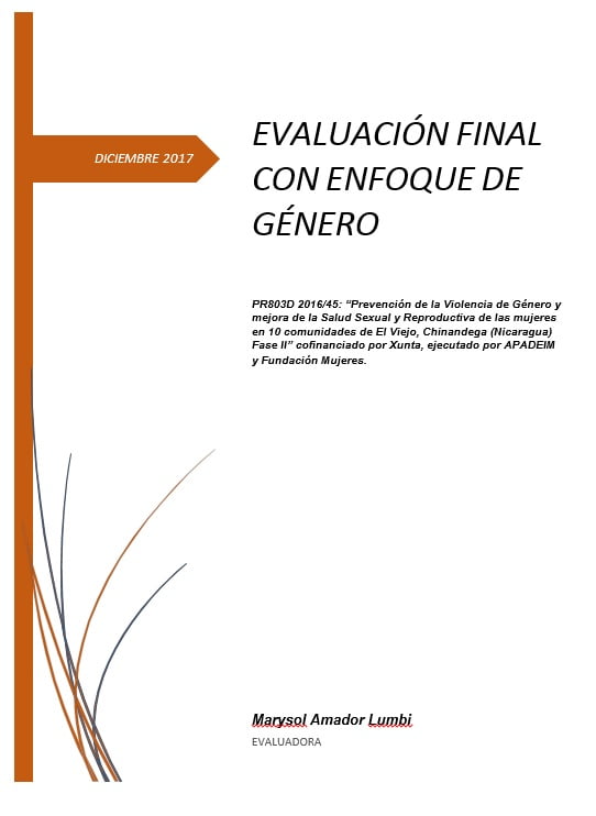 Evaluación final del proyecto “Prevención de la Violencia de Género y mejora de la Salud Sexual y Reproductiva de las mujeres en 10 comunidades de El Viejo, Chinandega (Nicaragua) Fase 2”