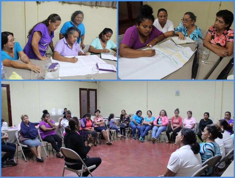 Mujeres pertenecientes a los Comités de prevención de violencia participan en un intercambio de experiencias en El Salvador