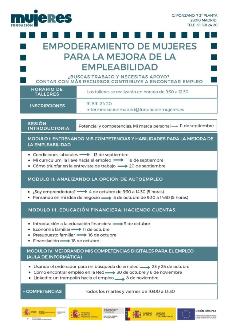 Empoderamiento para mejora de la empleabilidad: ¿Buscas trabajo y necesitas Apoyo?