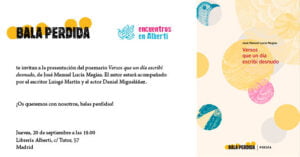 Bala Perdida presenta un nuevo poemario el 20 de septiembre