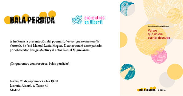 Bala Perdida presenta un nuevo poemario el 20 de septiembre