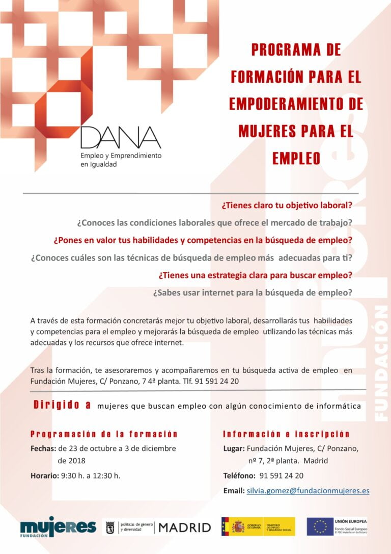 Empoderamiento de Mujeres para el Empleo: ¿Buscas trabajo y necesitas apoyo?