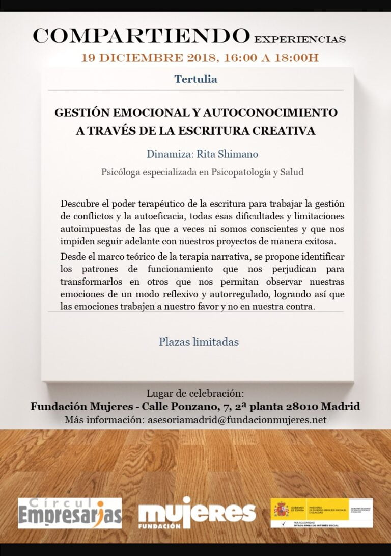 Tertulia Gestión emocional y autoconocimiento a través de la escritura creativa