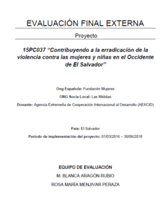 Evaluación Final Proyecto “Contribuyendo a la erradicación de la violencia contra las mujeres y niñas en el Occidente de El Salvador”