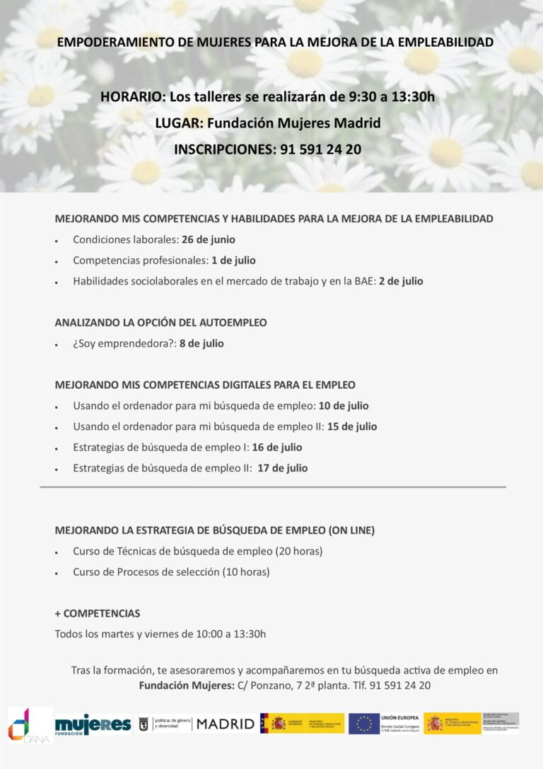 Nueva programación de las actividades del área de empleo