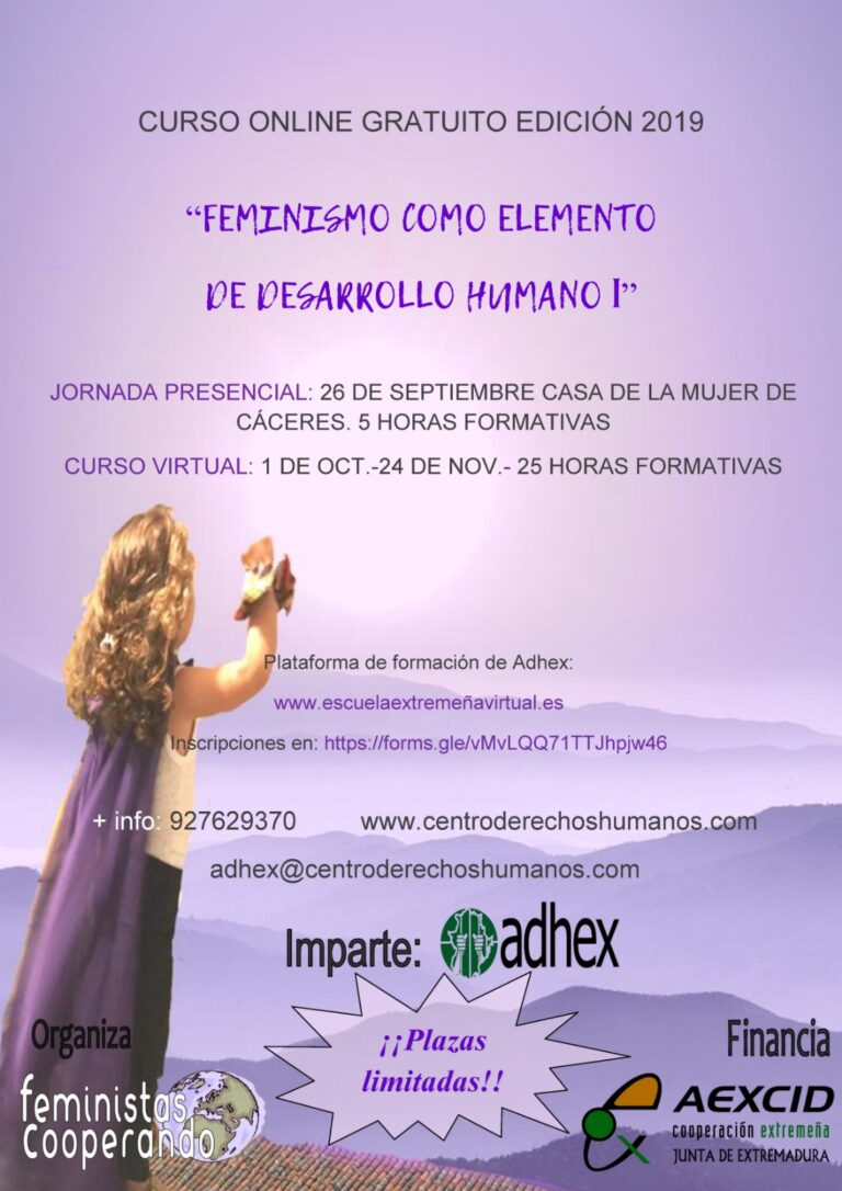 Curso “Feminismo como elemento de Desarrollo Humano I”, organizado en el marco del proyecto Feministas Cooperando, coordinado por Fundación Mujeres.