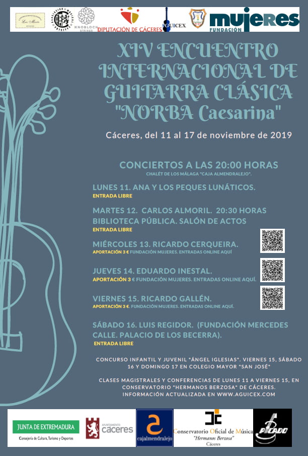 Encuentro Internacional de Guitarra Clásica "NORBA Caesarina" a favor del Fondo de Becas Soledad Cazorla Prieto