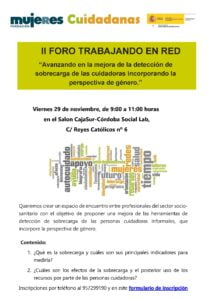 II Foro Trabajando en Red. "Avanzando en la mejora de la detección de sobrecarga de las cuidadoras incorporando la perspectiva de género"