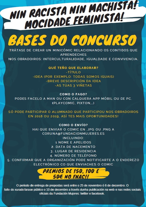 Ábrese o prazo para enviar as bandas deseñadas sobre igualdade, interculturalidade e convivencia