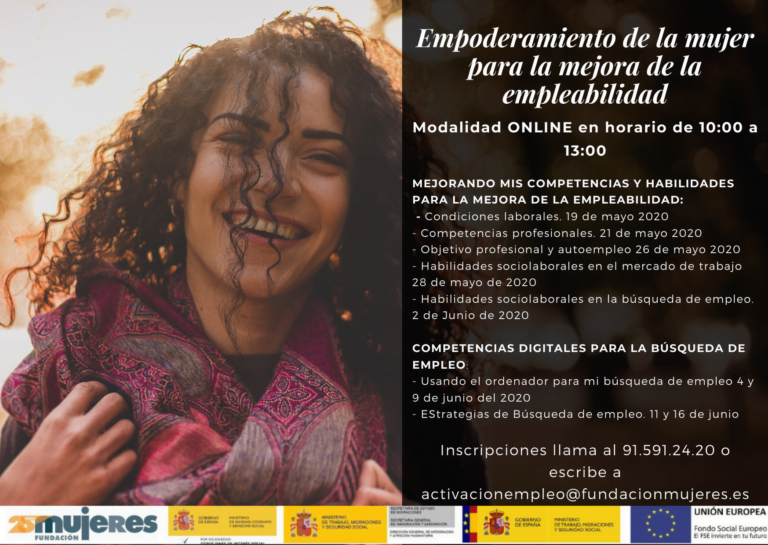 Talleres on line: Empoderamiento de la mujer para la mejora de la empleabilidad.