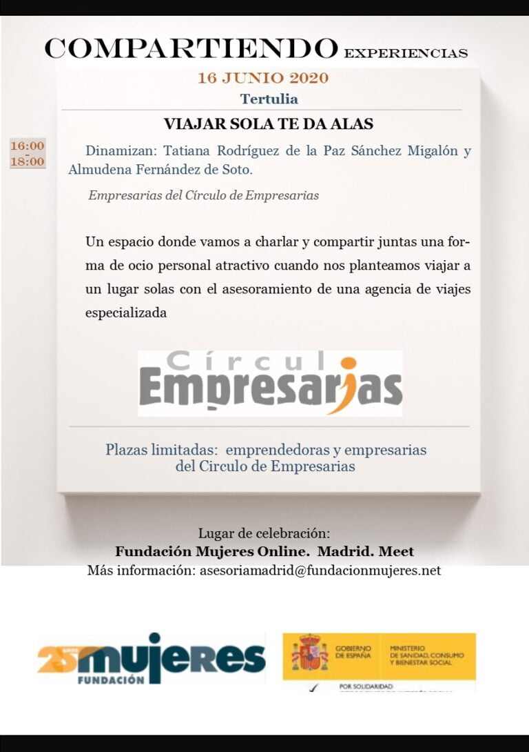 Compartiendo Experiencias. Tertulia "Viajar Sola Te Da Alas"