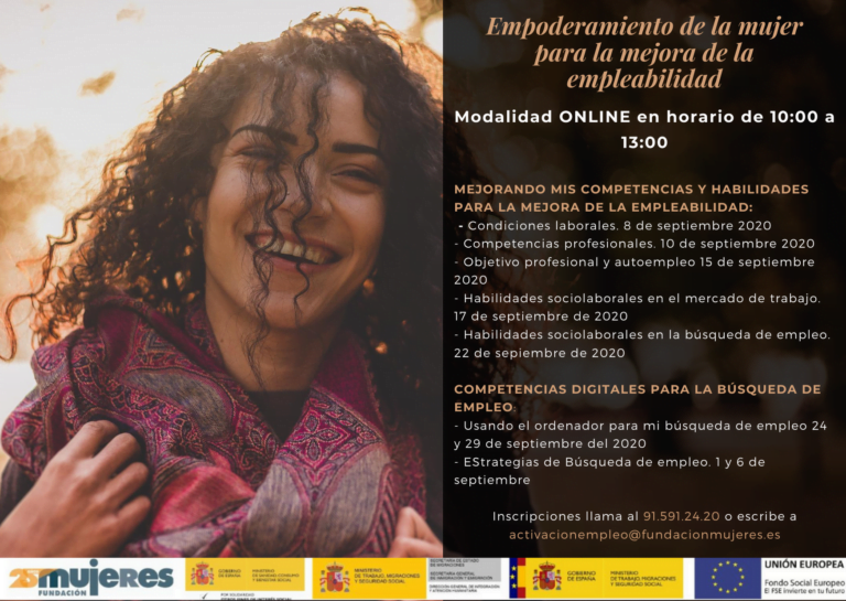 Talleres online: Empoderamiento de la mujer para la mejora de la empleabilidad.