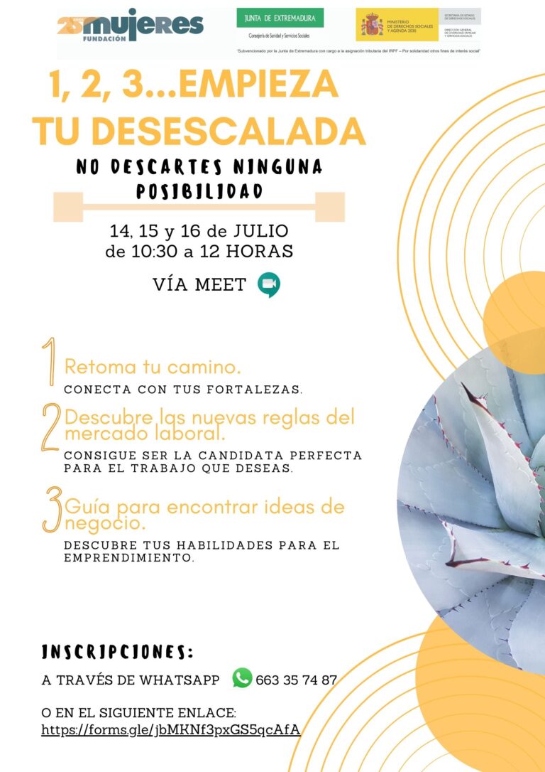 Taller online: "1, 2,3…Empieza tu desescalada. No descartes ninguna posibilidad"