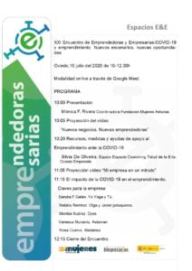 #EscuelaDeVeranoFM-Encuentro en Asturias: XXI Encuentro de emprendedoras y empresarias: “COVID-19 y emprendimiento. Nuevos escenarios, nuevas oportunidades”.