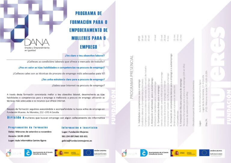 Formación para a busca activa de emprego e emprendemento na Coruña. Programa DANA