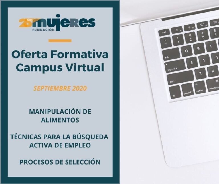 ¡Plazas disponibles en los cursos de formación online del Campus Virtual de Fundación Mujeres para el mes de septiembre!