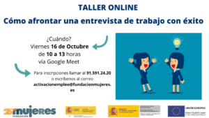 Taller online "Cómo afrontar una entrevista de trabajo".