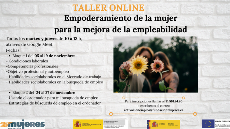 Taller Online Empoderamiento De La Mujer Para La Mejora De La Empleabilidad Fundación Mujeres