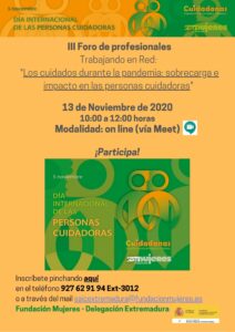 III Foro trabajando en Red "Los cuidados durante la pandemia: impacto en las personas cuidadoras"