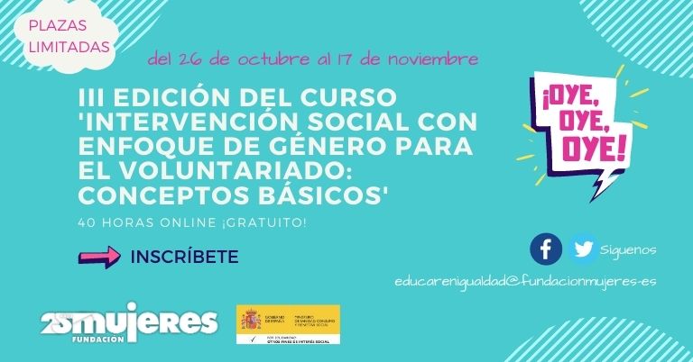 III edición del curso "Intervención social con enfoque de género para el voluntariado: conceptos básicos"