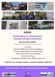 Webinar: “Intercambio de Experiencias: Mujeres Jóvenes Activistas”