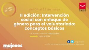 Vuelve el curso 'Intervención social con enfoque de género para el voluntariado: conceptos básicos' para la Comunidad de Madrid