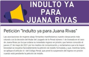 Fundación Mujeres apoya el indulto para Juana Rivas