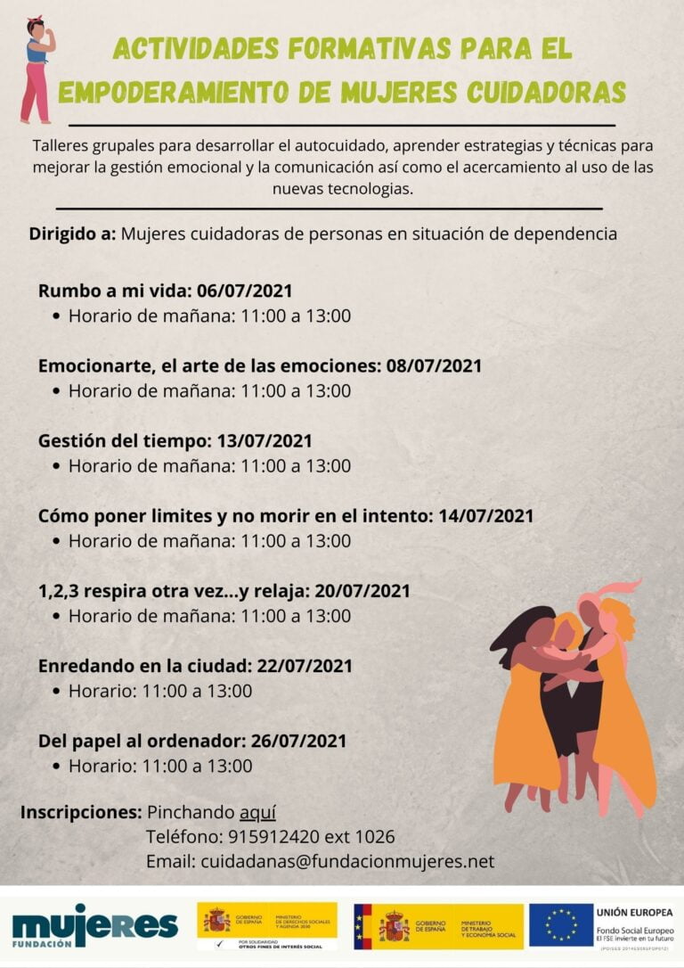 Actividades formativas para mujeres cuidadoras