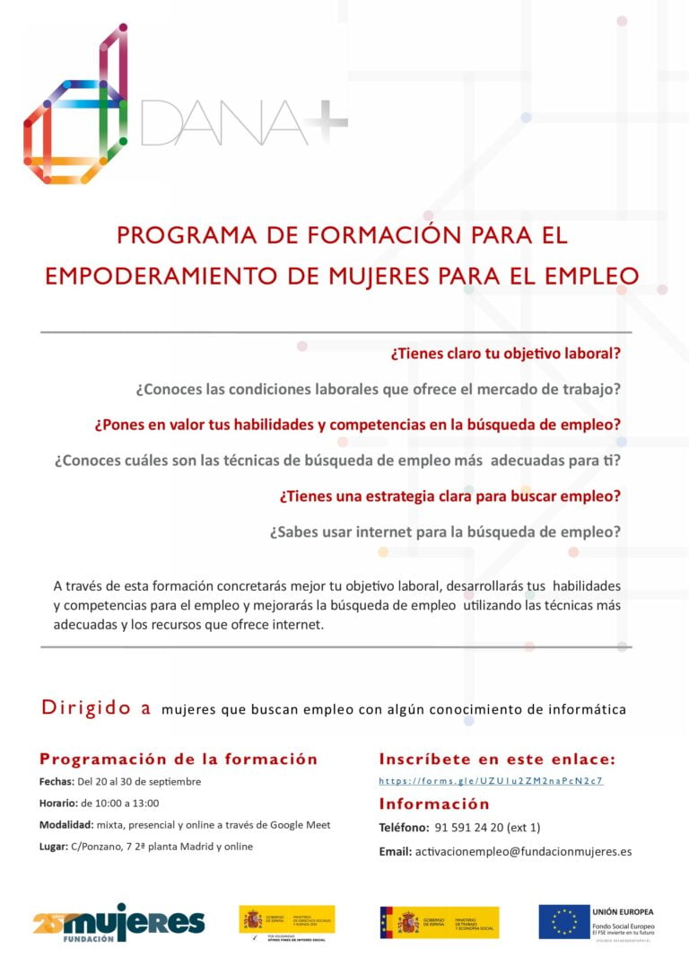 Curso: Empoderamiento de la mujer para la mejora de la empleabilidad. Modalidad mixta (online+presencial)