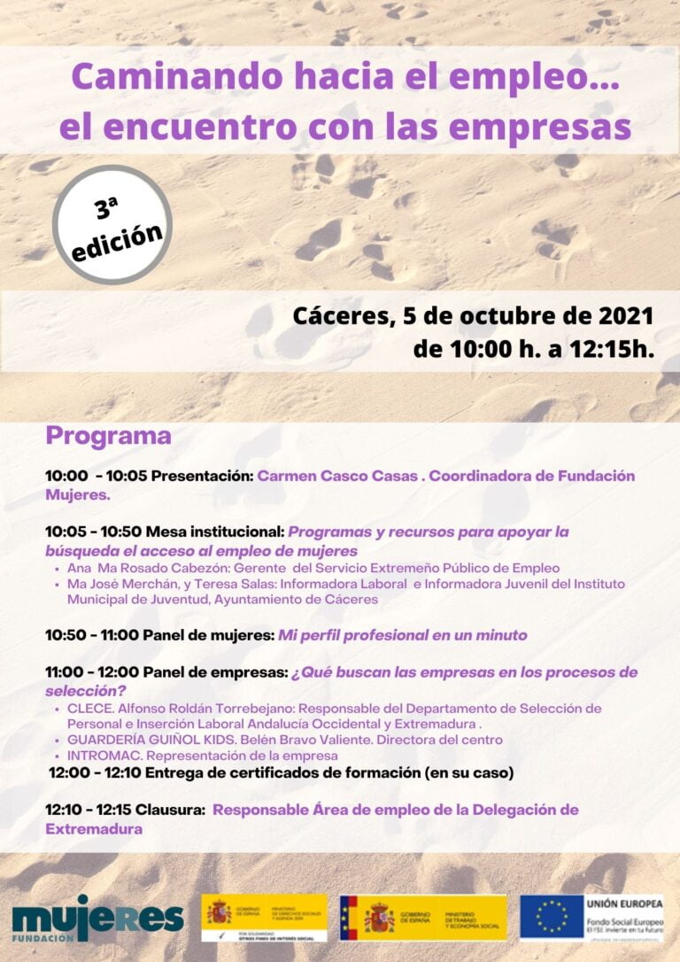 Encuentro entre empresas y mujeres:Caminando hacia el empleo… el Encuentro con las Empresas. Cáceres.