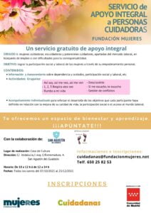 Talleres presenciales: servicio de atención integral para mujeres cuidadoras 2021