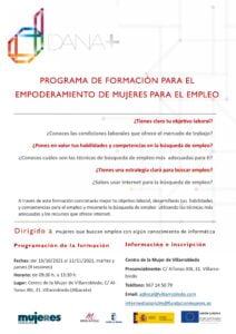 Curso presencial: Programa de Formación para el Empoderamiento de mujeres para el empleo en Villarrobledo (Albacete)