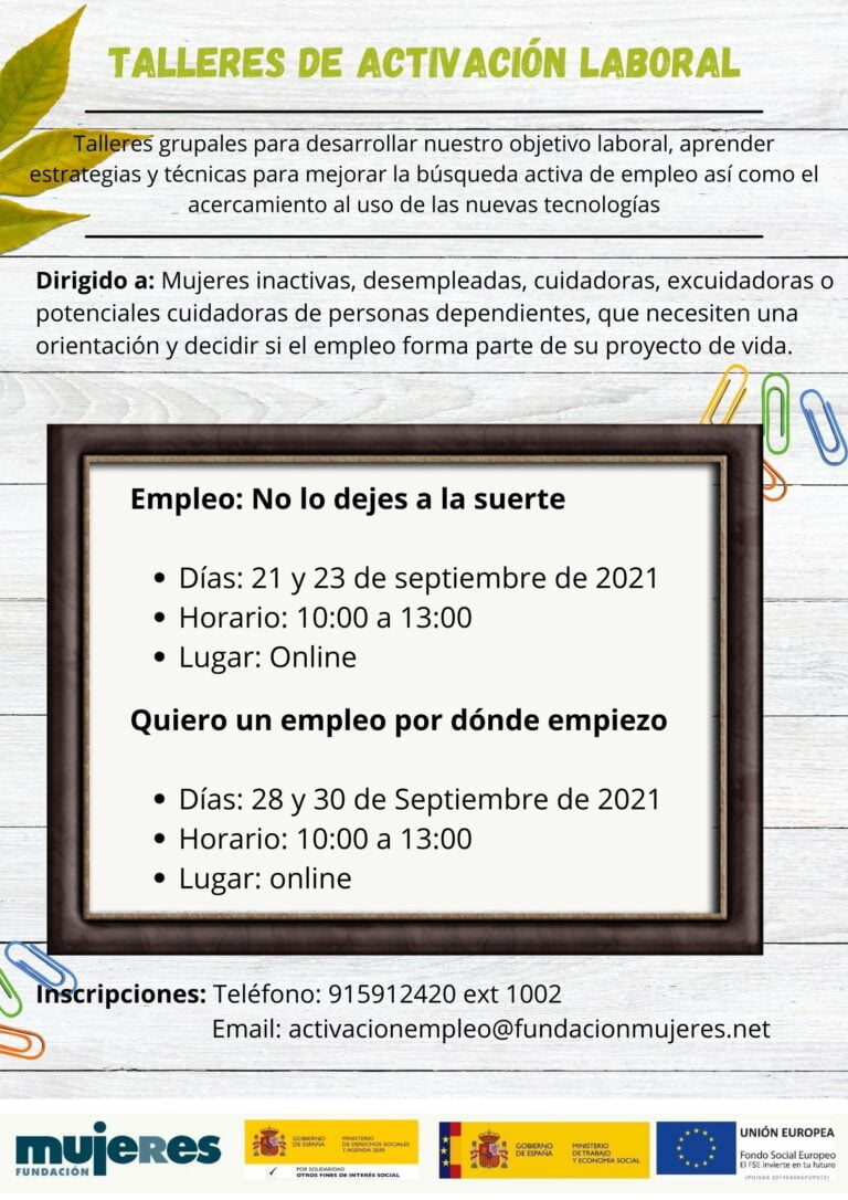 Actividades formativas de activación laboral