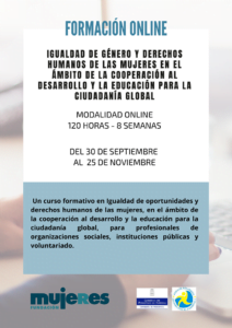 Curso formativo online: “Igualdad de género y derechos humanos de las mujeres en el ámbito de la cooperación al desarrollo y la educación para la ciudadanía global”