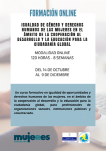 Curso formativo online: “Igualdad de género y derechos humanos de las mujeres en el ámbito de la cooperación al desarrollo y la educación para la ciudadanía global”