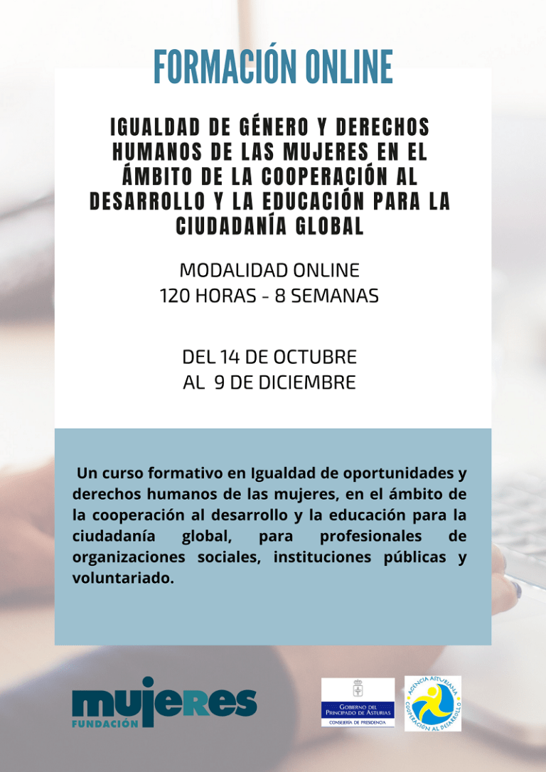 Curso formativo online: “Igualdad de género y derechos humanos de las mujeres en el ámbito de la cooperación al desarrollo y la educación para la ciudadanía global”