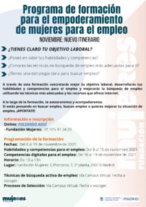 Curso presencial: Programa de empoderamiento de mujeres para el empleo