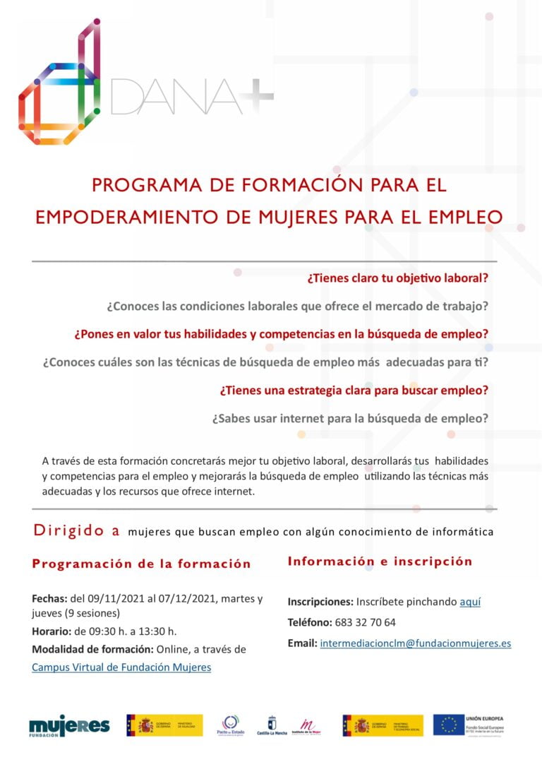 Cursos online: Programa de Empoderamiento de Mujeres para el empleo