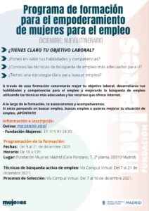 Itinerario presencial: Programa de Empoderamiento de Mujeres para el empleo de Madrid