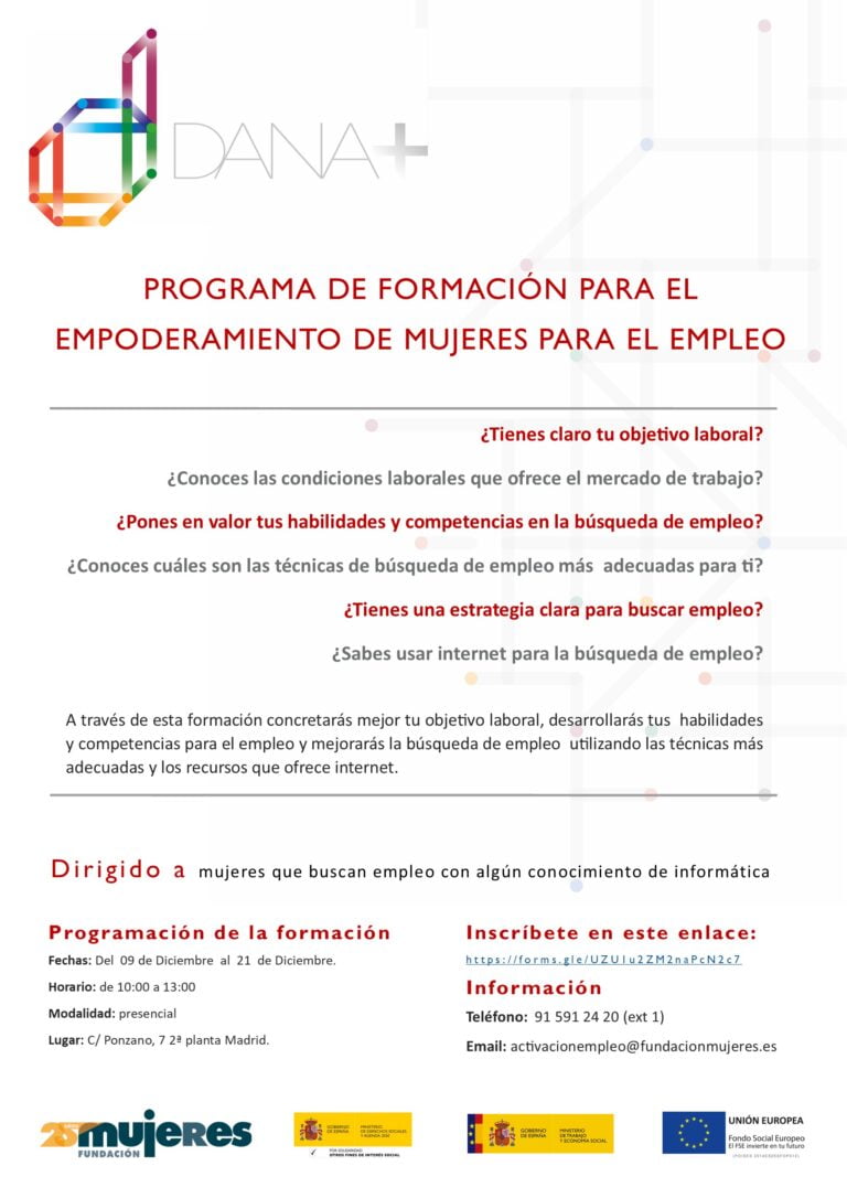 Cursos presenciales: Empoderamiento de la mujer para la mejora de la empleabilidad