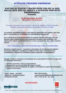 Tertulia on-line:Pautas al elegir y hacer buen uso de la red social que más se adecúa a nuestro proyecto empresarial