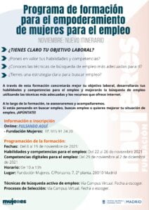 Curso presencial: Programa de Empoderamiento de Mujeres para el empleo de Madrid